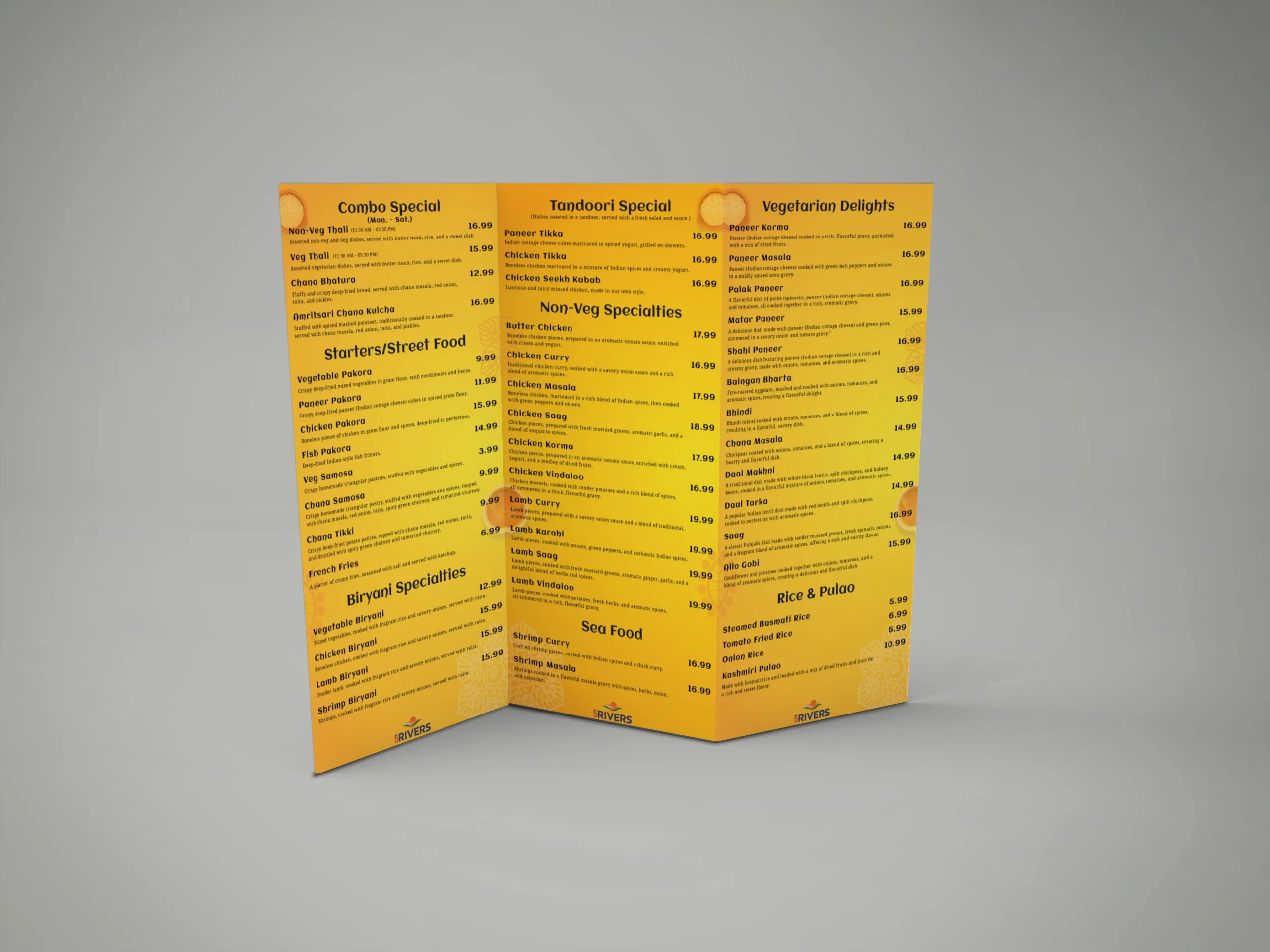 5 Rivers Restaurant nettside mockup