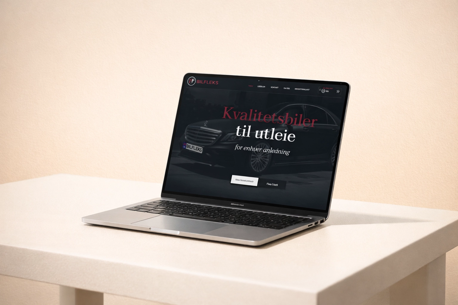 Bilfleks nettside og logo mockup