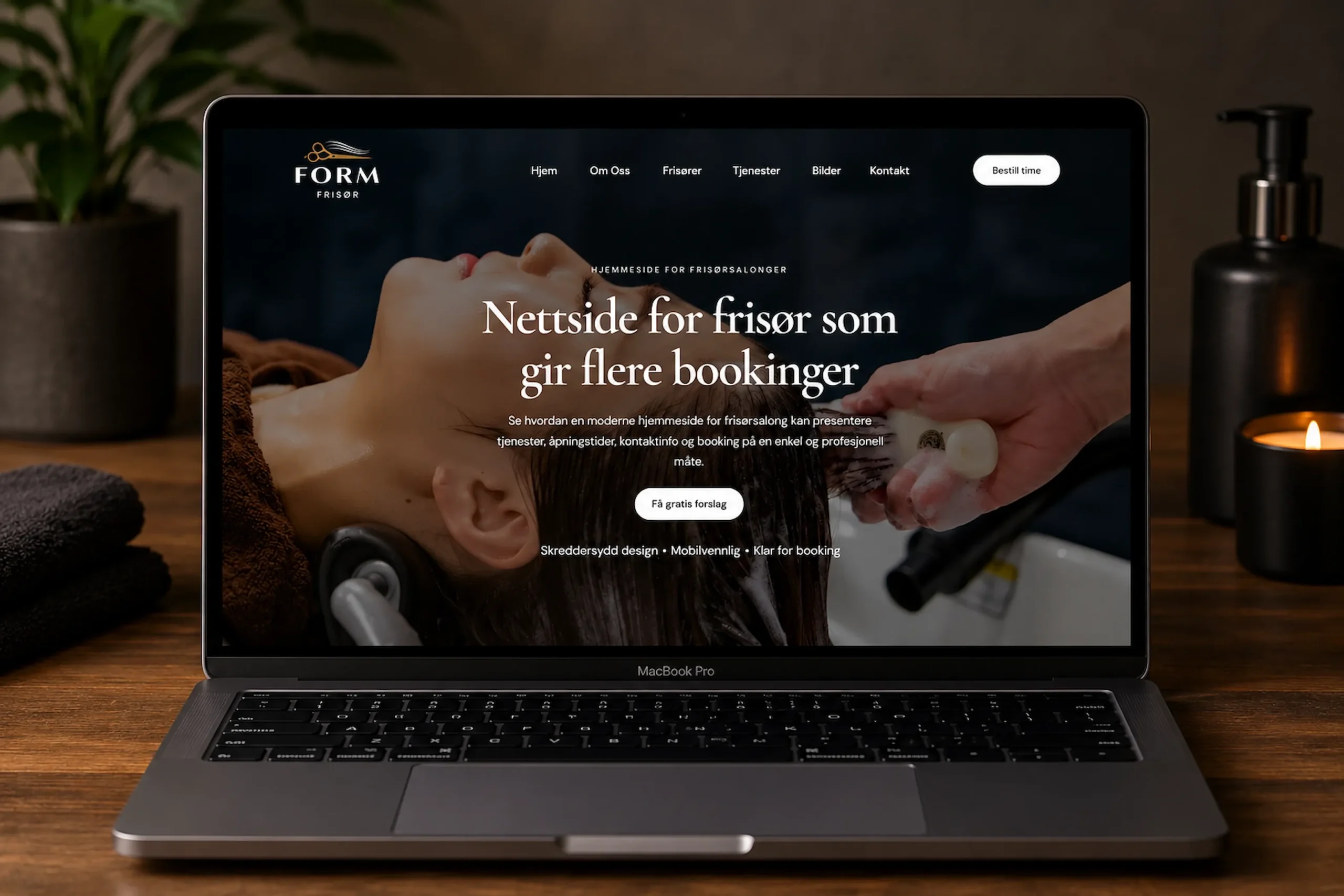 Form Frisør nettsidekonsept mockup