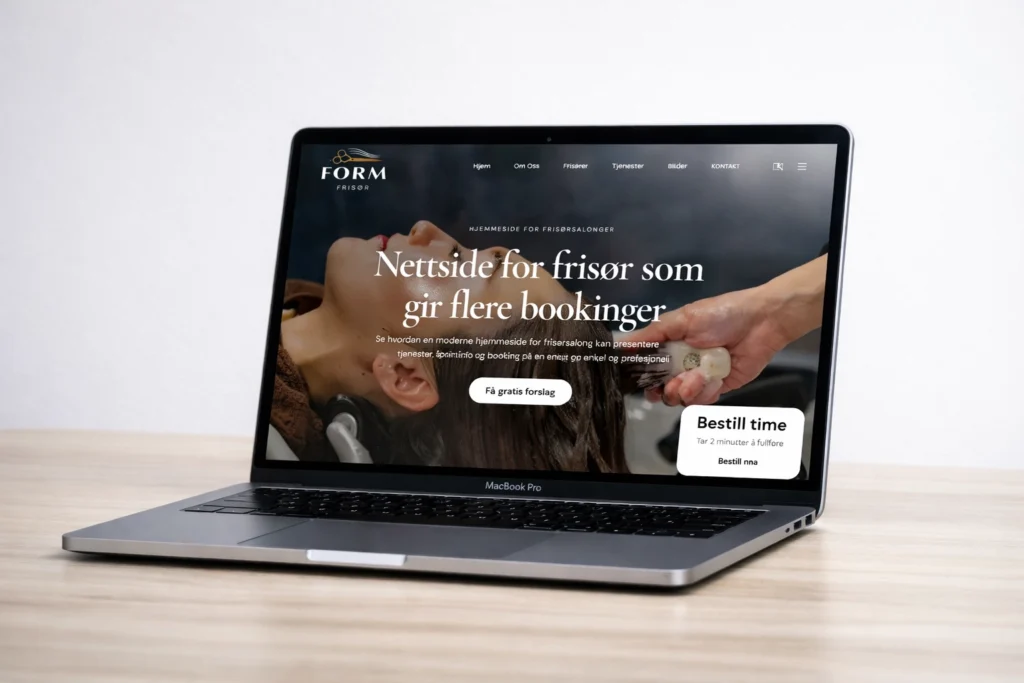 Form Frisør nettsidekonsept mockup
