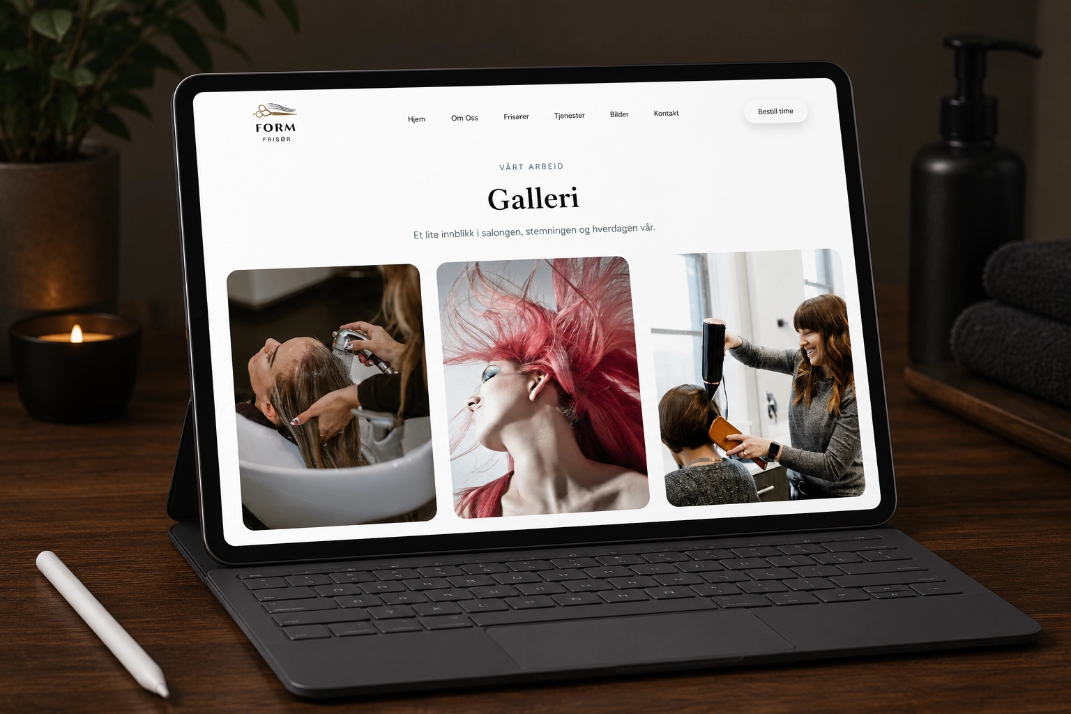 Form Frisør nettsidekonsept mockup